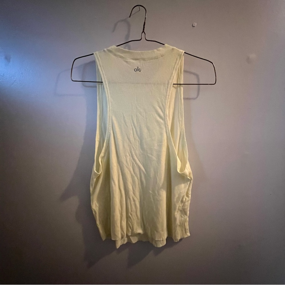 ALO Yoga Bright Yellow Ribbed Muscle Tank Top Medium M